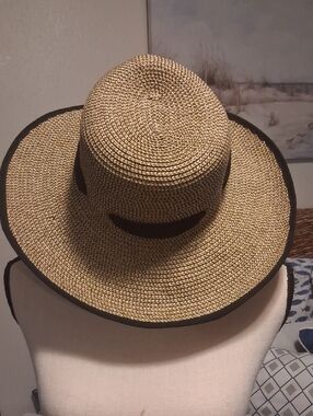 LC Lauren Conrad Straw Sun Hat with Black Trim